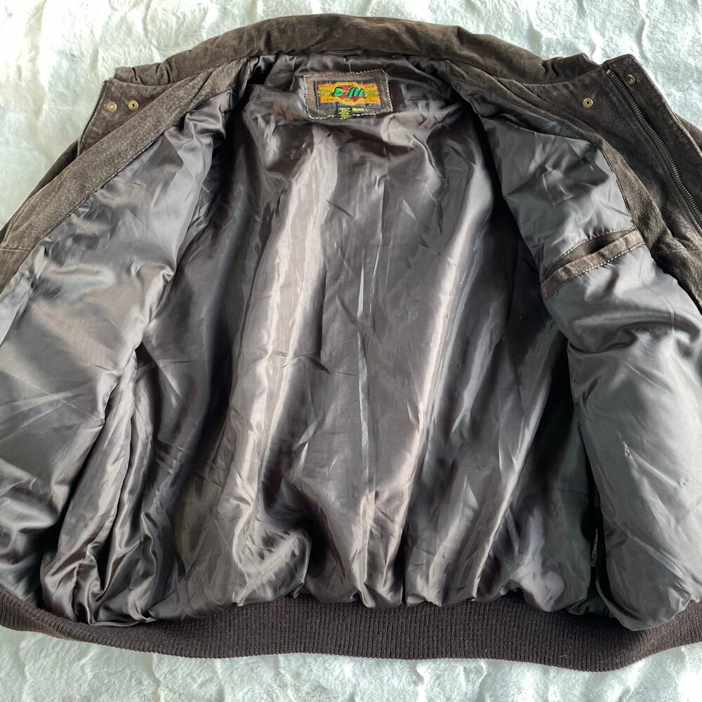 🔥VTG Global Identity G III Suede Bomber Jacket Rusty Brown Moto Utility XXL - Picture 4 of 15